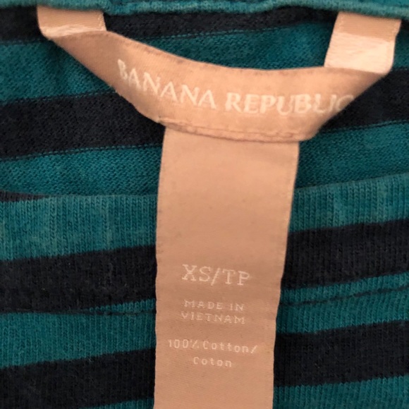 Banana republic green/navy stripe cotton 3/4 arm - Picture 3 of 6